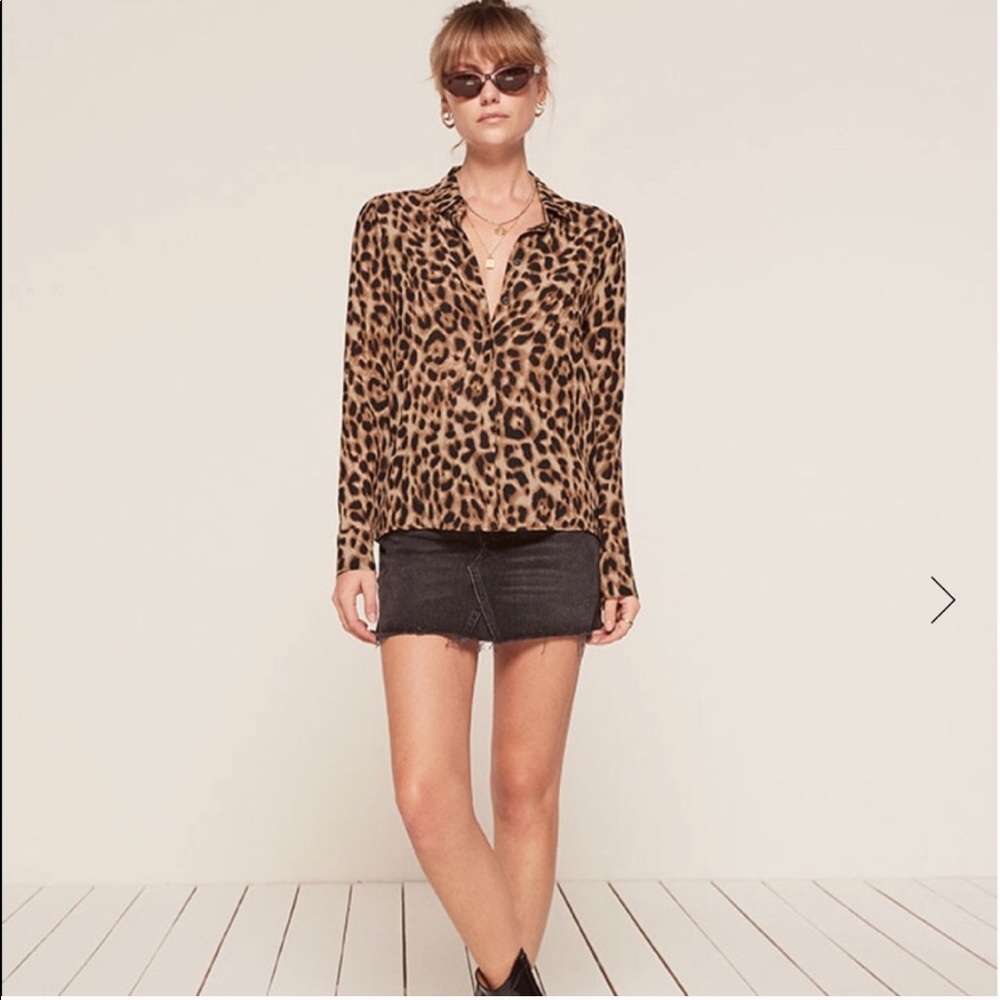 Reformation Violet Leopard Print Top
